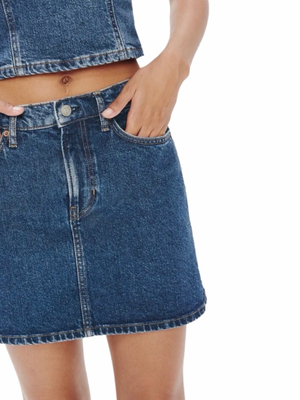 REFORMATION JEANS Lydia High Rise Denim Mini Skirt Blue 29 Organic Summer
